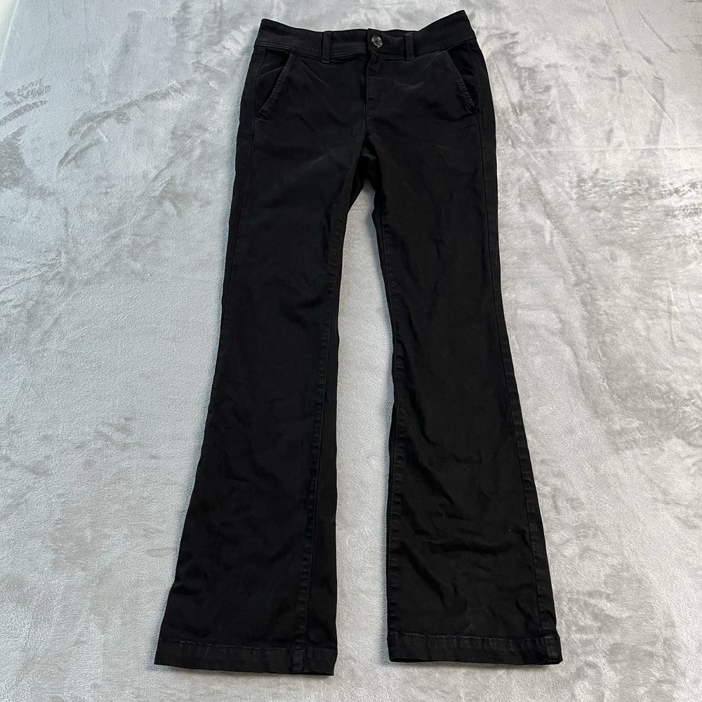 American Eagle Kick Boot Stretch Pants Womens 6 Black Mid Rise Bootcut Casual